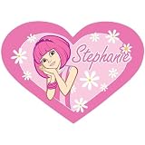 Girls Lazy Town Stephanie Heart Shape Printed Bedroom Floor Rug