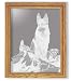 German shepherd etched in framed mirrors - solid oak frames