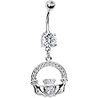 Clear Cubic Zirconia Claddagh Belly Ring