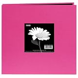 Pioneer 8 Inch by 8 Inch Post Bound Fabric Frame Cover Memory Book, Bright Pink