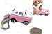 Cute Beep Beep Pink & White Volkswagen Beetle Clip Watch ~ It Opens!