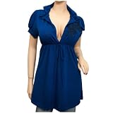 Plus size Blue Low cut v-neck Hoodie top