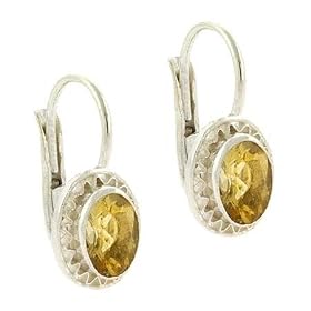 Sterling Silver Genuine Citrine Stone Oval Filigree LeverBack Lever Back... by SilverSpeck.com