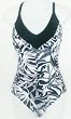 Marsol Junior/Missy 1PC VTank Swimsuit in Black/White/Grey Abstract Sizes 32(6) - 42(16)