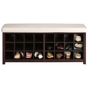 Mission - style 24 - pair Shoe Storage Bench, 24-PAIR, CHESTNUT