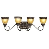 Pacific Coast Lighting Dick Idol Pine Cone Glow Four Light Bath Vanity in Etruscan Gold