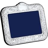 9 X 13cm British Antique Frame Blue Velvet Back In Sterling Silver By Carrs Of Sheffield