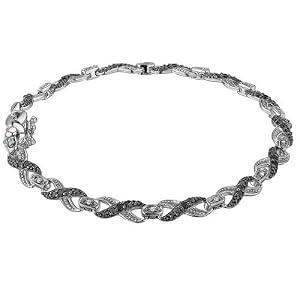 Infinity White and Black Diamond Bracelet 1 2 Carat (ctw) in Sterling Silver by