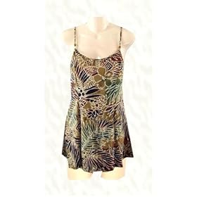 It Figures! Slender Thighs Collection Princess Seam Batik Print Swimdress Swimsuit RETAIL VALUE $109