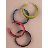 Green Marbled Medium Plastic Hoop Earrings IN1043
