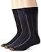 Gold Toe Men's Classic 3-Pack Dress, Navy Boardwalk Stripe/Denim Flat/Navy Rib, Sock Size: 10-13/Shoe Size:9-11