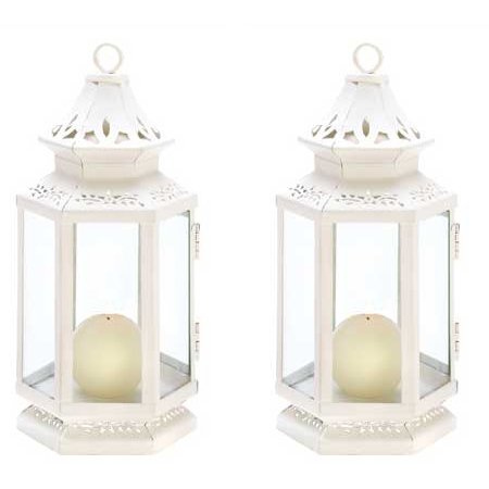 Wite Medium Candlelantern Set of 2