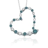 10k White Gold Blue and White Journey Heart Pendant (1/4 cttw), 18