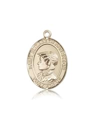 Free Engraving Included Medal-14k Gold St. Saint Elizabeth Ann Seton Medal 1" Oval 7224KT w/o Chain w/Box Patron Saint of Loss of Parent or Child