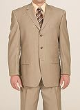 Michael Kors Tan Fineline Stripe 3 Button Side-Vented Suit with Pleated Pant