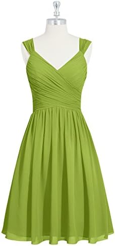 Emyrin Pleated Bodice Knee-length Tie-back Bow Clover Bridesmaid Dresses