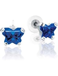 Bfly® Girls 10k Gold September Birthstone Butterfly CZ Earrings with Safety Backs