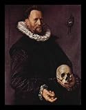Frans Hals (Portrait of a man with such sechsigj���hrigen skull in the left hand) Gold Wood-Mounted Art Poster Print - 13