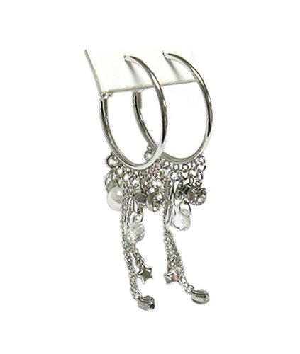 LONG 3″ Crystal Pearl Silver Tassel Drop Dangle Earrings Fashion Jewelry