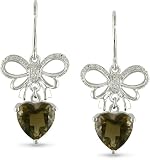 10k White Gold Smoky Quartz and Diamond Earrings