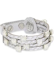 Ted Rossi "Icy Pastel" Embossed Leather Quad Strand Gem Bracelet