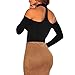 Eiffel Women's Choker Long Sleeves Off Shoulder Stretchy Bodysuit Jumpsuit Romper Summer Crop Tops