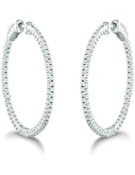 1.25 ct Ladys Round Cut Diamond Hoop Earrings in 18 karat White Gold