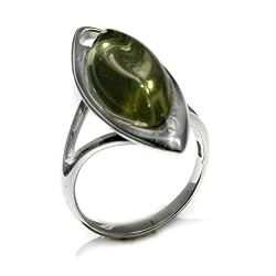 Sterling Silver Caribbean Amber Marquise-Shaped Ring