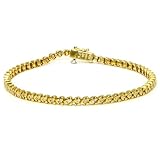 14K Yellow Gold Diamond Heart Setting Tennis Bracelet