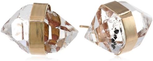 Melissa Joy Manning 14k Gold Bezel Wrapped Extra Large Herkimer Diamond Stud Earrings
