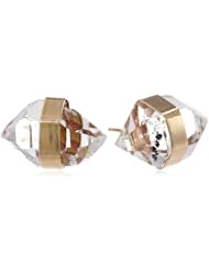 Melissa Joy Manning 14k Gold Bezel Wrapped Extra Large Herkimer Diamond Stud Earrings