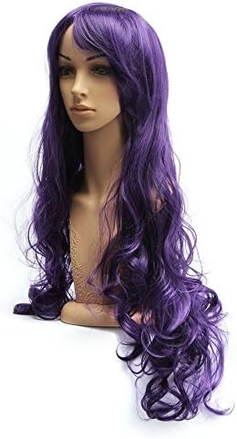Lewang 32"/80cm Cosplay Party Long Curly Hair Anime Wigs (Dark Purple)
