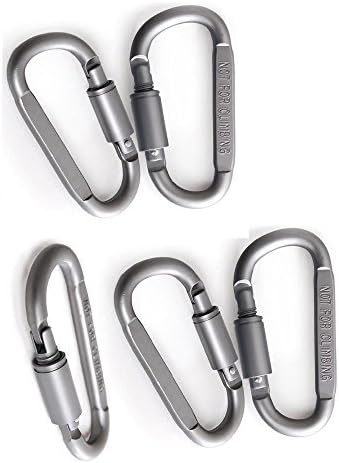 Go Out Camping 5pcs Aluminum Alloy D Shape Climbing Carabiner Screw Lock Bottle Hook Buckle Hanging Padlock Key Chain Camping Hiking by Go Out Camping