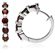 Sterling Silver Garnet Hoop Earrings