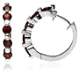 Sterling Silver Garnet Hoop Earrings (0.7" Diameter)