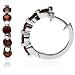 Sterling Silver Garnet Hoop Earrings (0.7" Diameter)