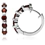 Sterling Silver Garnet Hoop Earrings