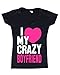 Shop4Ever® I Love My Crazy Boyfriend Women's V-Neck Couples Shirts SLIM FIT