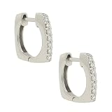 Square Pave Diamond Hinged Hoop Earrings Diamond .20ct
