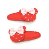 (Red) Baby/ Toddler /Girl Bear Shaped with tiny Bow Hair Clip (4098-4)
