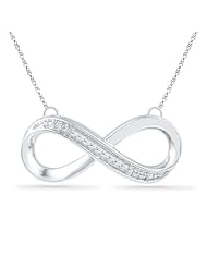 Sterling Silver Round Diamond Infinity Necklace (1/20 Cttw)