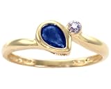 14K Yellow or White Gold Simply Pear Gemstone and Diamond Promise Ring-Blue Sapphire-full, half sizes from 5-8.5