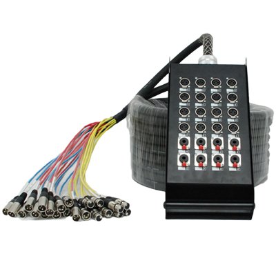 Seismic Audio - SACE-16x8x100 - 16 Channel XLR Sends and 8 Channel XLR Returns on Fantail 14 Returns on Box End Snake Cable - 100 Feet