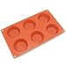 Freshware 6-Cavity Pudding, Cheesecake, Tart, and Muffin Silicone Mold and Baking Pan