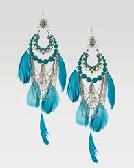 Stone & Feather Multi Chain Earring