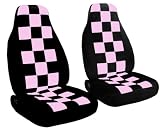 1988 Ford Mustang LX coupe seat covers. One front set of seat covers headrest included. Black and sweet pink checkered seat covers with a black border