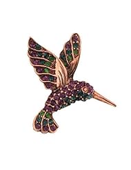 Amethyst Medley Swarovski Hummingbird Brooch Gold Plated