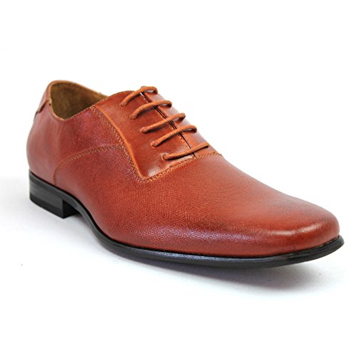 Ferro Aldo Brown Herringbone Snipe Toe Men's Dress Shoes Lace up Oxfords 19277b