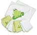 Spasilk 100% Cotton Hooded Terry Bath Towel with 4 Washcloths, Green