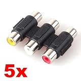 Neewer 5x Triple 3 RCA Female to Female F/F Coupler AV Converter Adapter